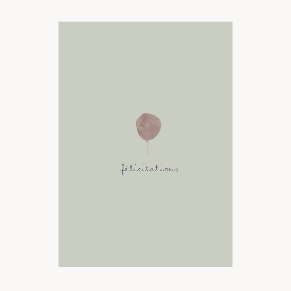 kort – félicitations – rosa ballon