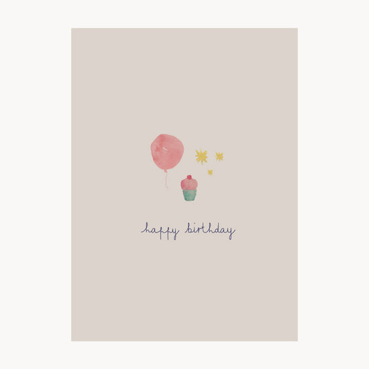 kort – happy birthday – rosa ballon