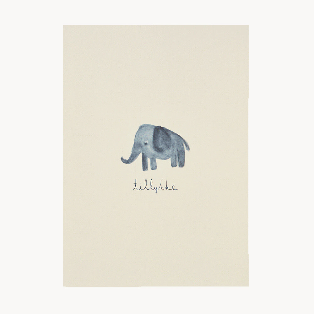 kort – tillykke – elefant